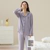 Couple's All-Cotton Long Sleeve Pajamas - Solid Color Cardigan Homewear for Men and Women, Ideal for Autumn and Winter.