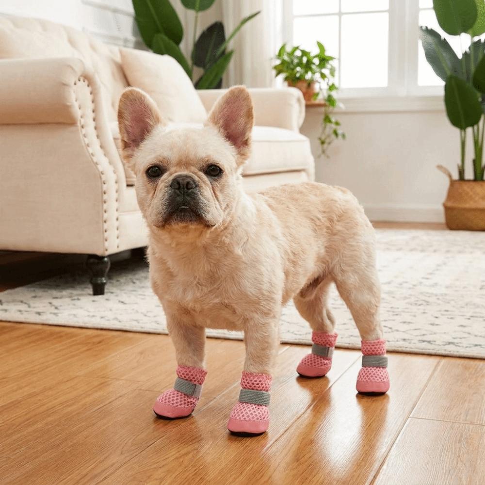 4PCS/SET Anti-Slip Dog Mesh Shoes Wear Resistant Dog Foot Cover Fashion Dog Net Shoes Spring Season