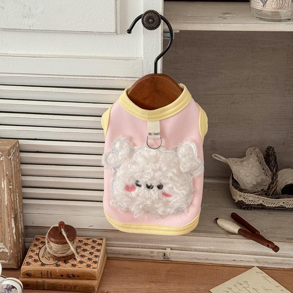 XS-XL Winter Puppy Clothes Fleece Lined Anti-licking Cat Hair Pet Jacket Cute Cartoon Pet Costume Winter Pet Dog Vest S