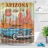Car Travel Through America Retro Trip Sexy Girl Shower Curtain Set Route 66 Bathroom Fabric Curtains For Bathtub Decor With Hook