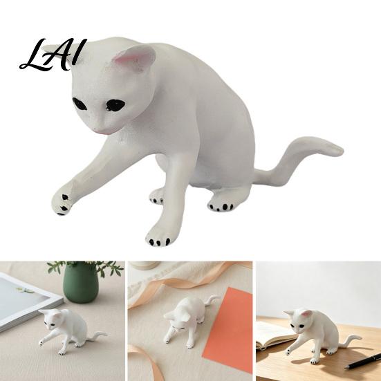 Cute Animal Book Holder Decorative Cat Bookend for Shelves Resin Ornament Niche Home Accessories Matte White Sturdy Bookcase Organizer Office