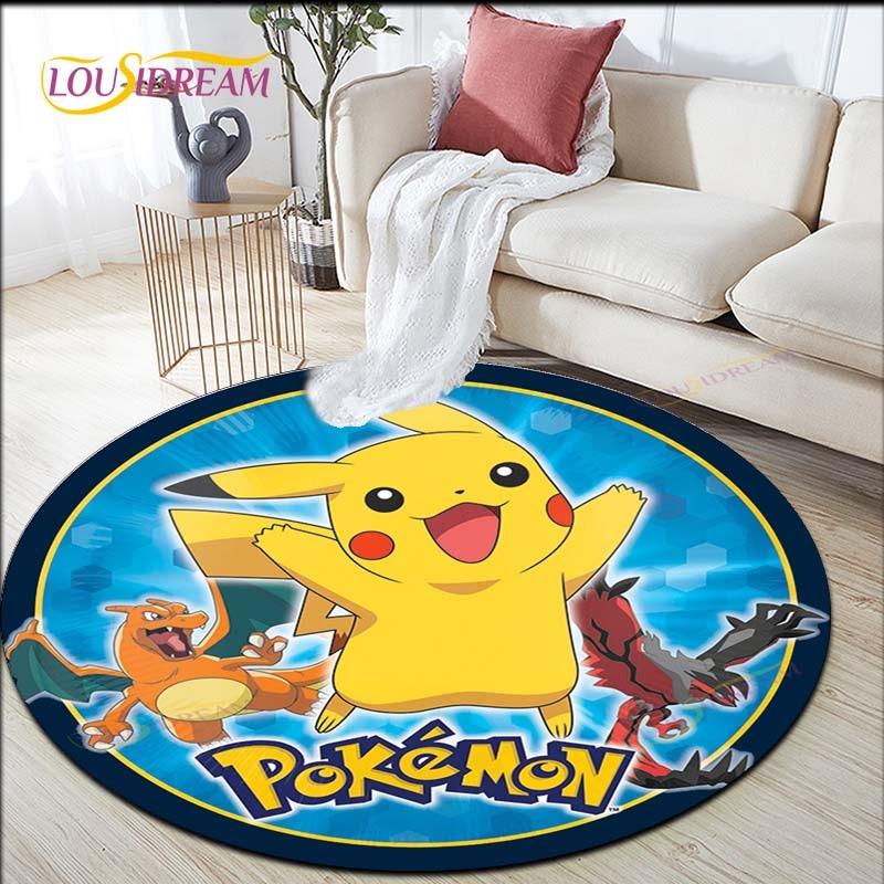 Çizgi Film Pokemon Pikachu Yuvarlak Halı Oturma Odası Halıları Alan Halısı Giriş Matı Yatak Odası Halı Paspası Çocuklar İçin Oturma Odası Halıları