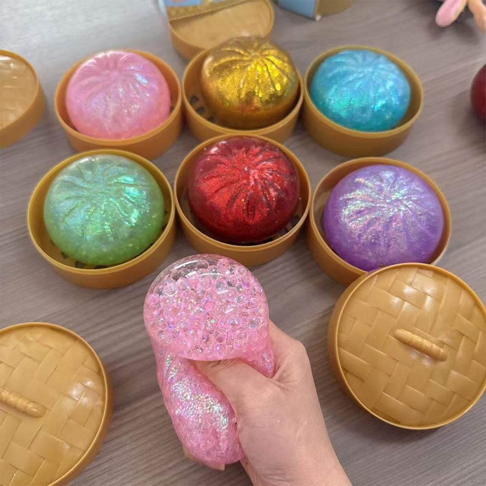 Glitter dumpling squishies Glitter Dumpling Squishy with Box Dumplings Sensory Dumpling Pressure Toy for Stress Relief