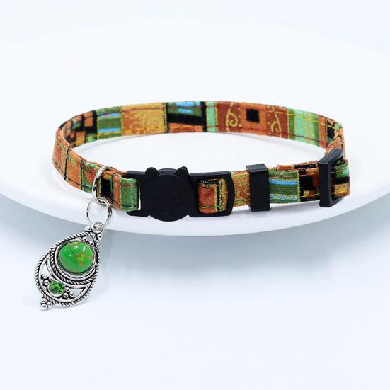 Vintage Pet Collar Boho Adjustable Nylon Dog Collar with Bead Pendant for Small Medium Large Dogs Cats