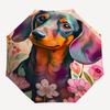 1pc Dachshund Floral Automatic Folding Umbrella - Windproof Compact Travel Umbrella with Auto Open/Close, 8-Rib Heavy-Duty Shaft for Women/Men A005
