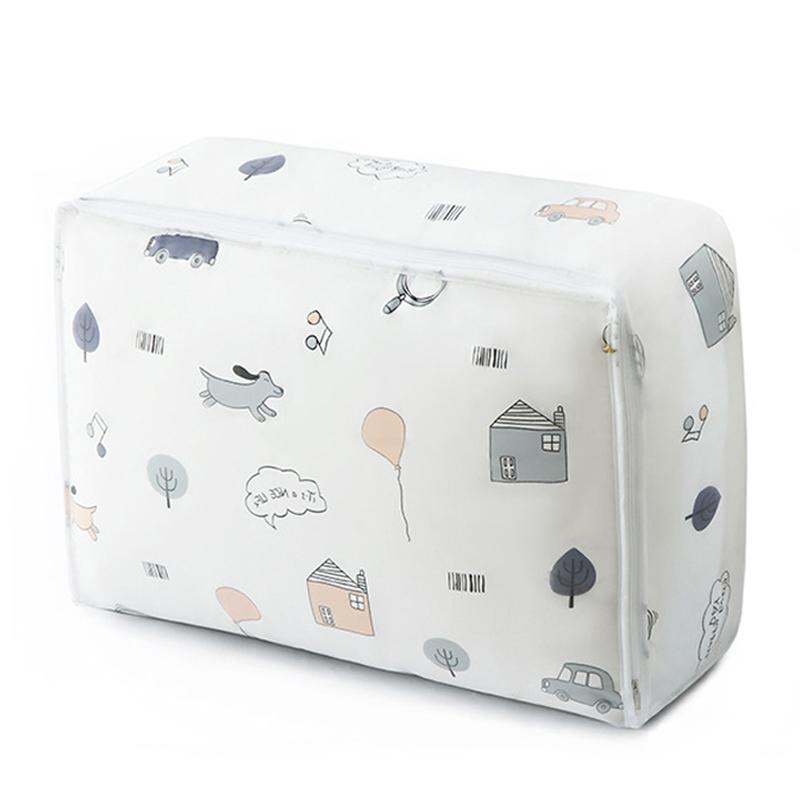 1Pc Peva Printed Waterproof And Dust-Proof Moisture-proof Quilt Storage Bag Collapsible For Arrange Blankets Clothes Bedding