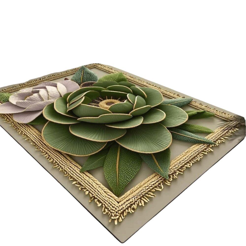3D Floral Pattern Carpet Non-Slip Carpet New Door Mat  Home Decorative