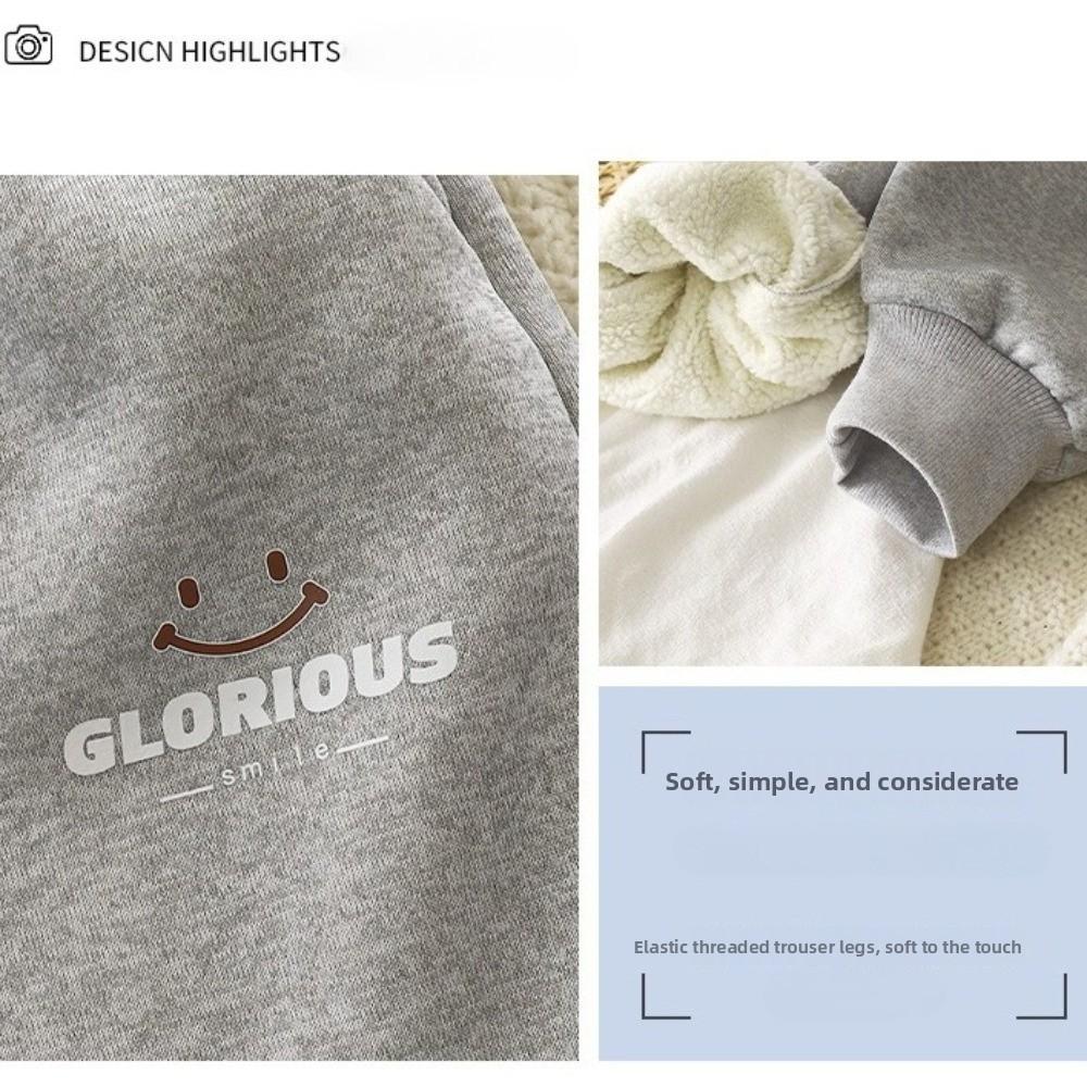 Dětské podzimní a zimní jednobarevné kalhoty s příměsí plyše, Silné kalhoty, Teplé kalhoty, Vnější ochranné kalhoty pro miminka, Dětské kalhoty