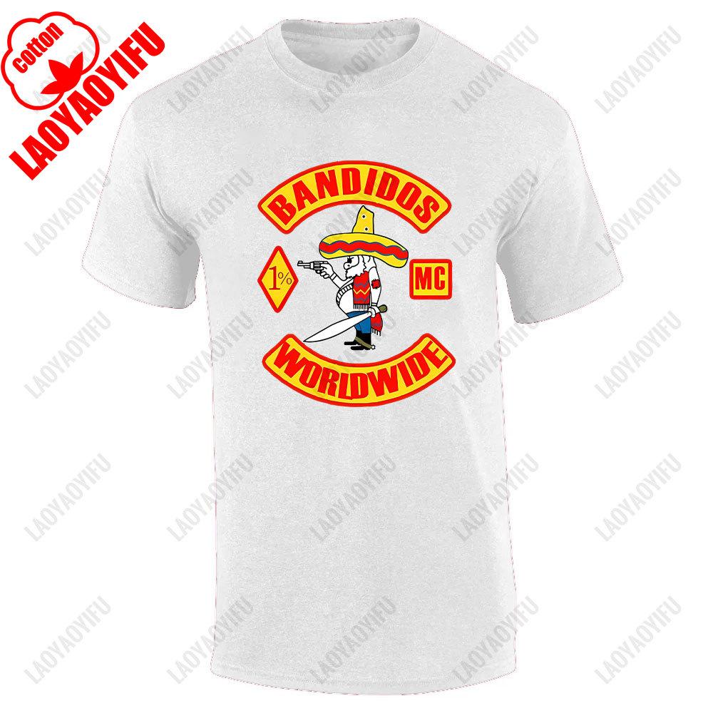 2024 Banddidos Motorcycle Club O Collar Men's T-shirt High Quality Cotton Black Tee Summer Short Sleeved Fashion Street Top