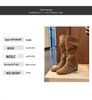Women's 6CM Inner Height Retro Western Knee-High Cowboy Boots with Round Toe, Buckle Strap, and Soft Ruched Design.