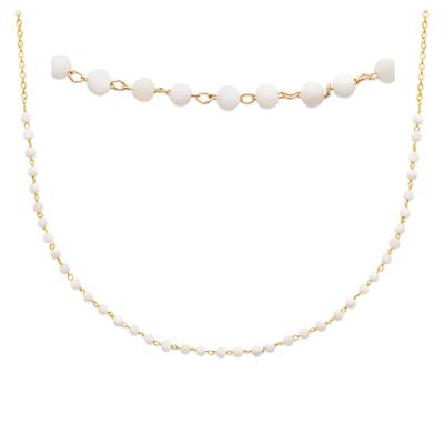 [R4104] - Gold Plated Necklace 'Mineralia' Gold Moonstone - 45 Cm 3 Mm