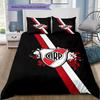 River Plate FC Red Background Vertical Black Stripe Shield Crest Bedding Set Argentine Soccer Duvet Cover Football Fan Bedroom Home Decor Bedding