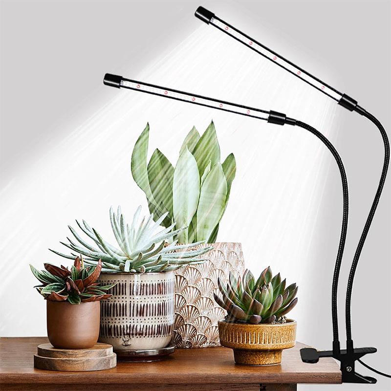 

1/2pack Two-Head Clip Plant Grow Lights with Flexible Gooseneck 4/8/12H Timer 3 Spectral Modes and 5 Dimmable Levels LED Chip