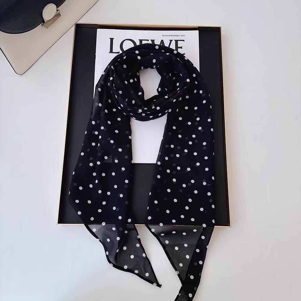 Brown Polka Dot Silk Scarf: Versatile 2025 Hair Tie & Neck Wrap Accessory
