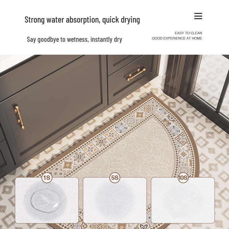 American Style Semicircle Quick-Dry Diatomaceous Earth Non-Slip Bathroom Floor Mat