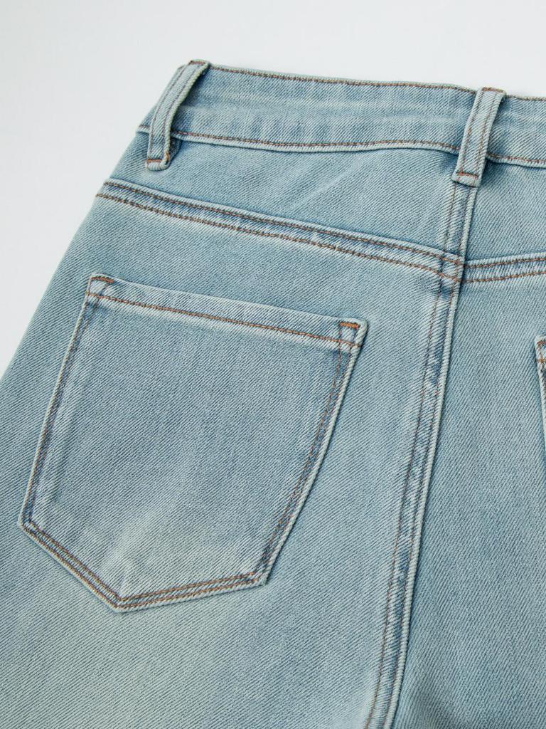 Women's European Blue Tencel High-Waisted Micro-Flare Jeans, Spring 2026, Low Stretch, Slim Fit, Versatile Pants.