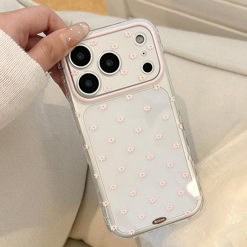 IPhone 15, iPhone 16 ve iPhone 17 Pro Max için Pembe Çiçekli Telefon Kılıfı