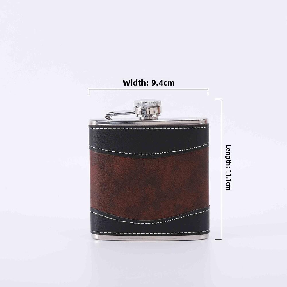 Portable 6oz 7oz 8oz Hip Flask Stainless Steel Leakproof Drinking Water Bottle Mini Leather Covered Liquor Flask Outdoor