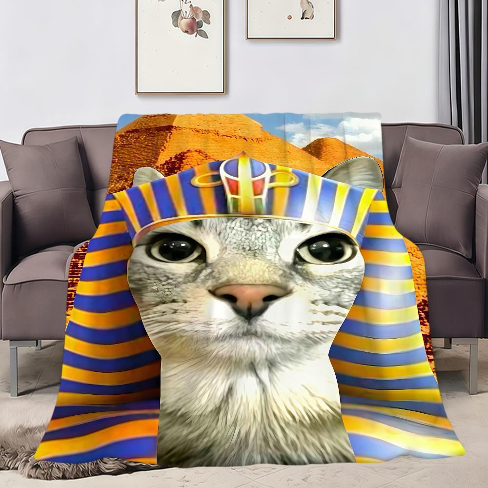 Kawaii Abstrakt lustig Sigma Meme Ägypten Katze Flanell weich warm Plüschdecke Sofa Wohnzimmer Haustier hogar Bett Geschenk Zuhause Auto tragbar