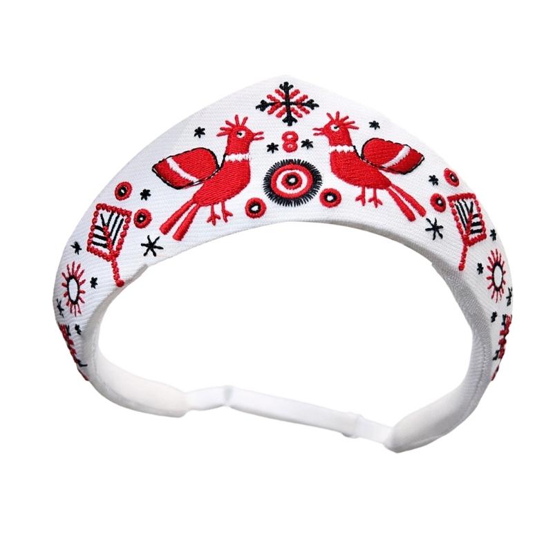 

Embroidery Pattern Fabric Headband With Antique Crowns Design For Women And Girl Elegant Festival Hair Styling Accessory