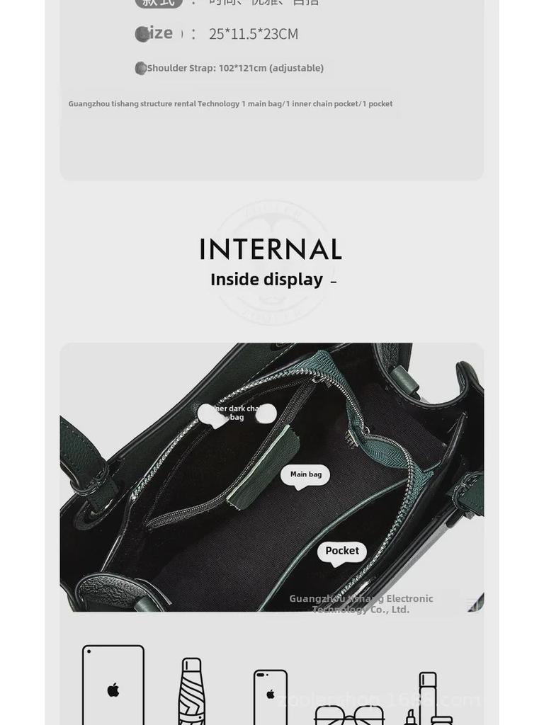 First Layer Cowhide Women's Shoulder Handbag - New Style, Large Capacity, Commuter Bag