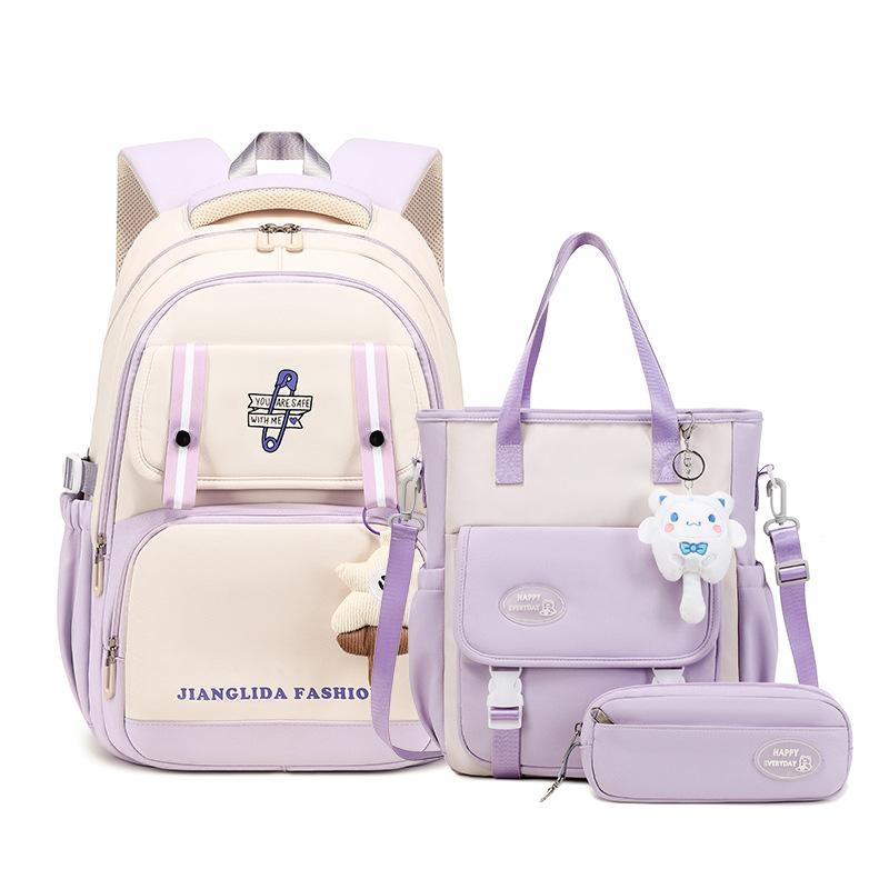 

Школьный рюкзак для девочек-подростков, набор из трех предметов, сумка для репетиторства, можно носить и поднимать, большая вместимость, студенческий кампусный рюкзак