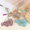 Neuer Full Crystal Wort Cheer Schlüsselanhänger Lederquaste Schlüsselhalter Strassstein Schlüsselring Anhänger Damen Tasche Anhänger Geschenk