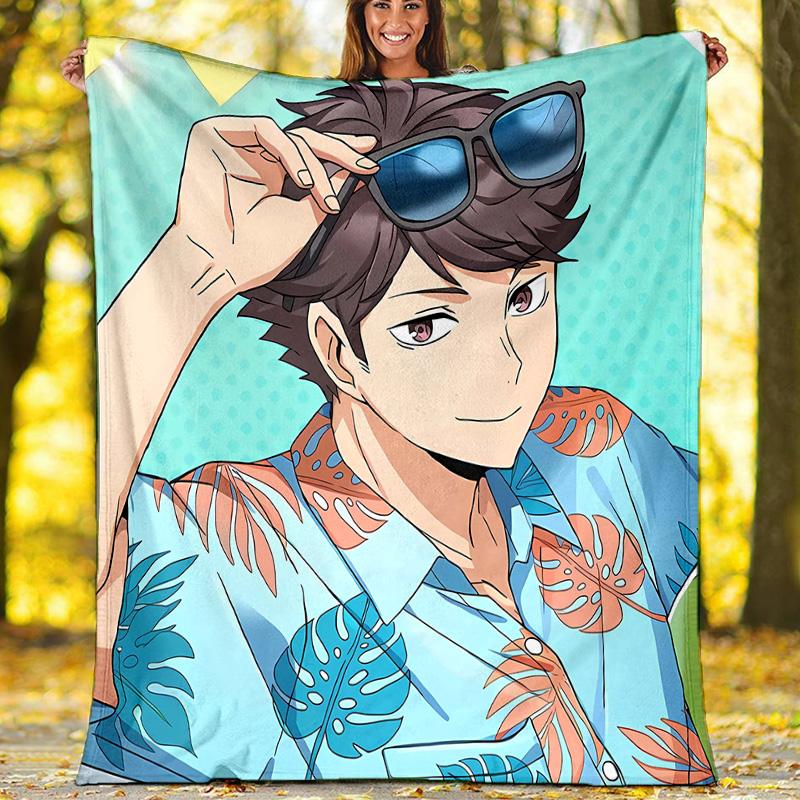 1pc Oikawa Tooru2 Theme Blanket - Digital Print, Polyester, Cozy for All Seasons, Perfect for Outdoor, Camping, and Travel