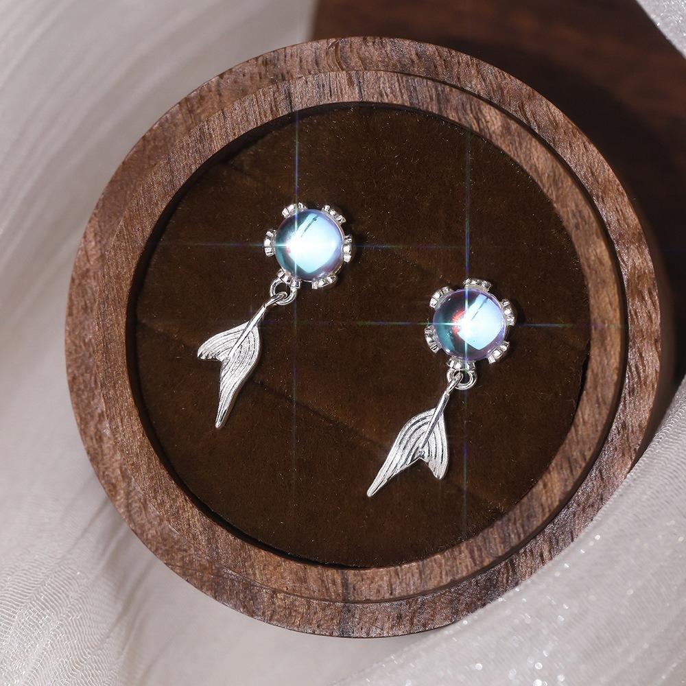 Forest Fairy Wind Moon Light Bubble Fish Tail Earnail Women's Fashion Versatile and Niche Mermaid Hime Earrings