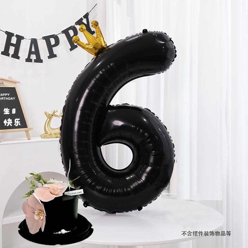 40 Inch Foil Balloon Number Zero with Crown Shape Large Party Decoration Balloon for Birthday Celebration Event Accessories