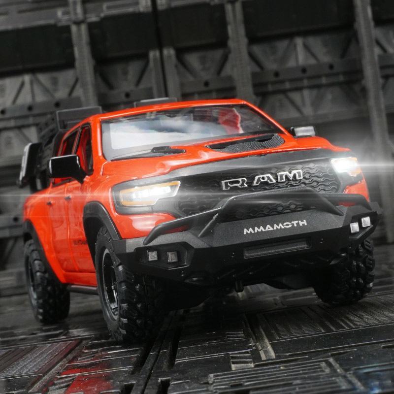 1:32 Ram Mammoth Pick-up Simulatie Legering Auto Model Geluid En Licht Pull Back Speelgoed voor Kinderen Verzamelaar Verjaardagscadeau