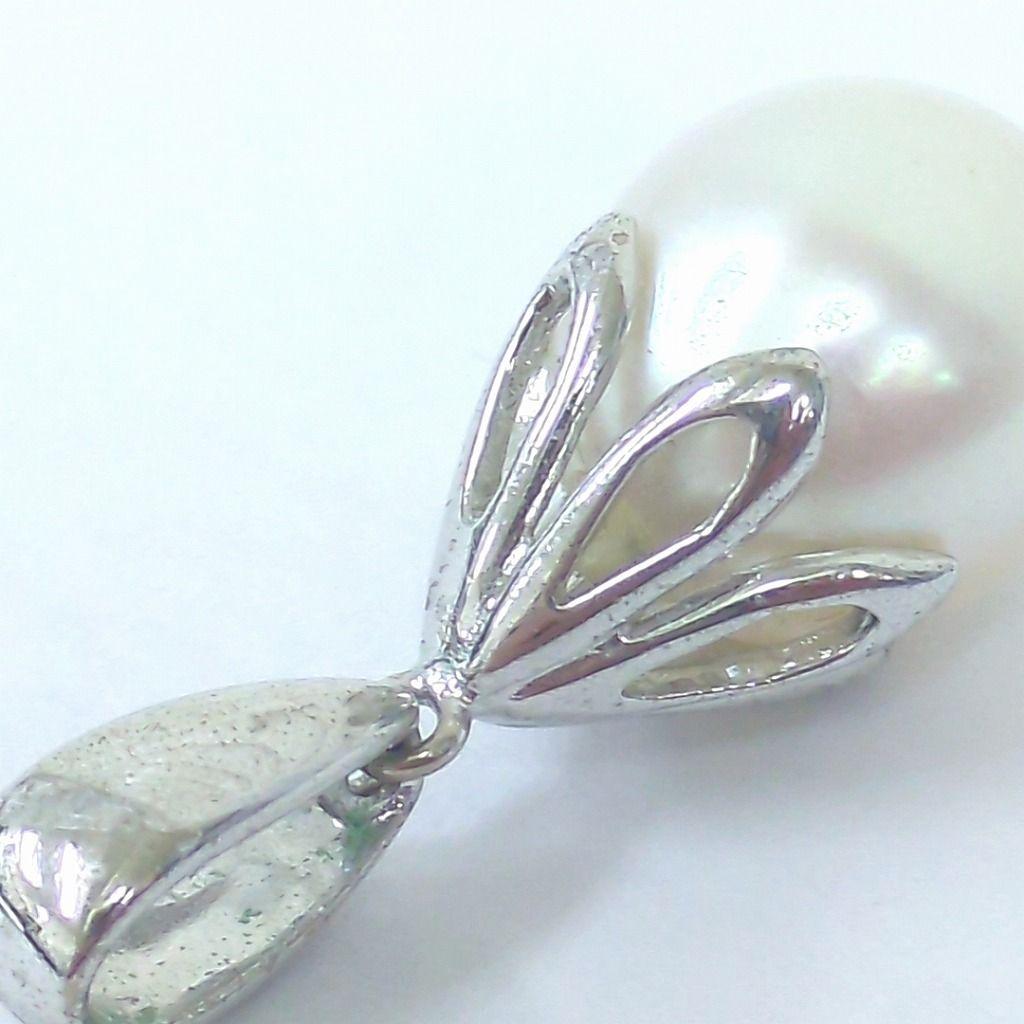 Used TASAKI Pearl Approx. 1cm Necklace Pendant Top K14 White Gold Akoya Pearl 3.2g