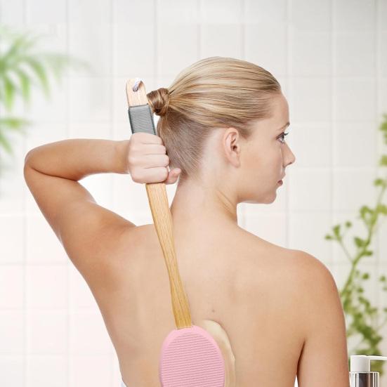 Back Lotion Applicator with Replaceable Cotton Pads Even Coverage Sunscreen Cream Applicator with Curved Handle Back Feet Cleaning Bath Scrubber