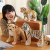 Realistic Beast Plush Toys Cute Wild Tiger Lion Leopard Soft Stuffed Animal Doll Cool Home Decor Kids Gift