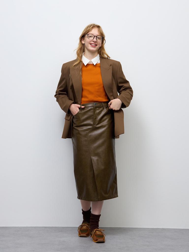 Gu By Uniqlo Faux Leather Pencil Skirt