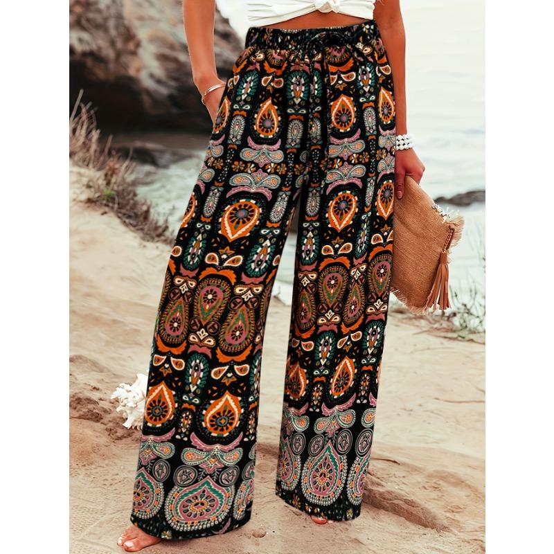Legere locker sitzende lange Damen-Hose mit Blumenprint
