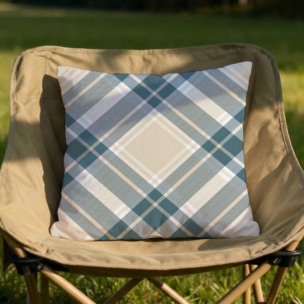 Classic Plaid Pattern Cushion Cover Soft Reversible  Durable Pillow Cover  MultiScene Use for Home  Car Daily Comfort