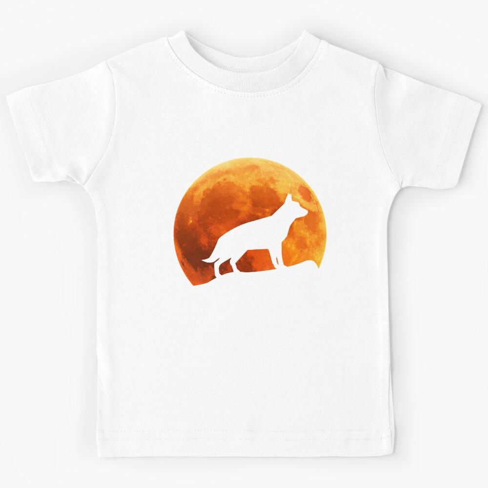 german shepherd Dog Silhouette in moon gift Kids T-Shirt 100