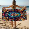 2D Flat Printing, 1pc, Neon Totem Artistic Fantasy Large Bath Towel, Suitable for Adults and Teens, Quick-Dry Lightweight Soft