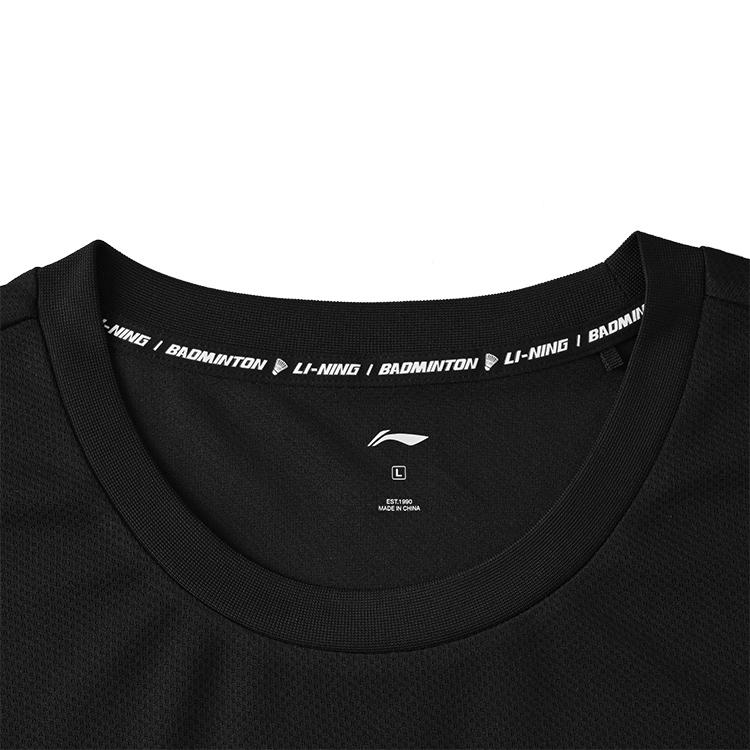 Li Ning Badminton Series Creative Logo Classic Breathable Vitality Fashion Casual Daily Sports Short Sleeve T-Shirt Unisex Tops Black ATSV627-1