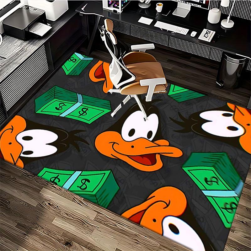 1pc Daffy Duck & Money Stack Anime Cartoon Design Office Chair Mat, Non-Slip Carpet for Home Decor, Suitable for All Seasons, Ideal Gift for Fans.A063