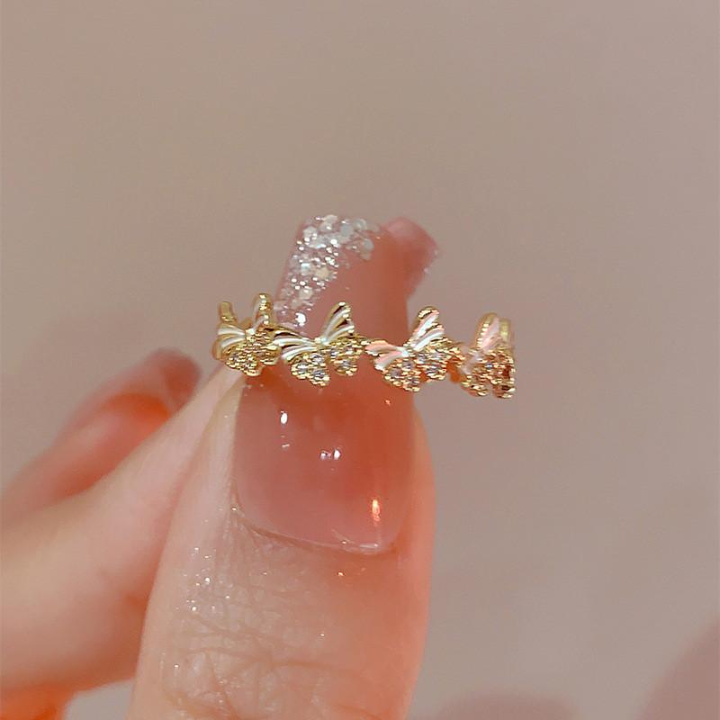 Elegant Adjustable Enamel Butterfly Ring For Women In Contemporary Design With Unique Style