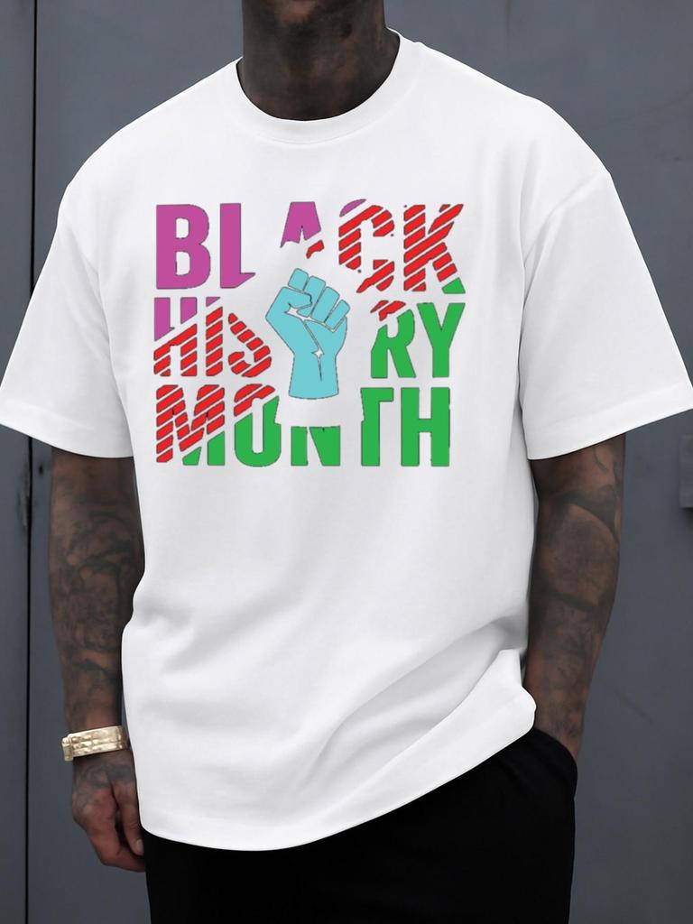 Black History Month Pride Men'S T-Shirt White Elegant Top Regular Fit, Casual Wear for All Seasons,