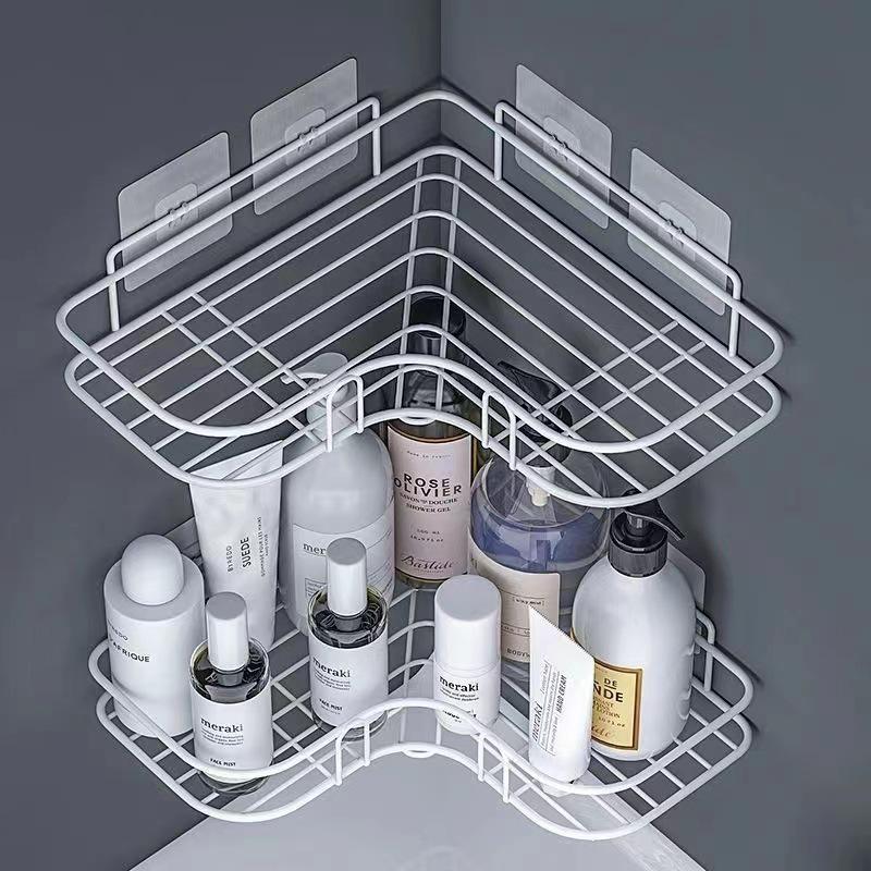 Punch-Free Bathroom Corner Shelf, Triangle Wall-Mounted Rack