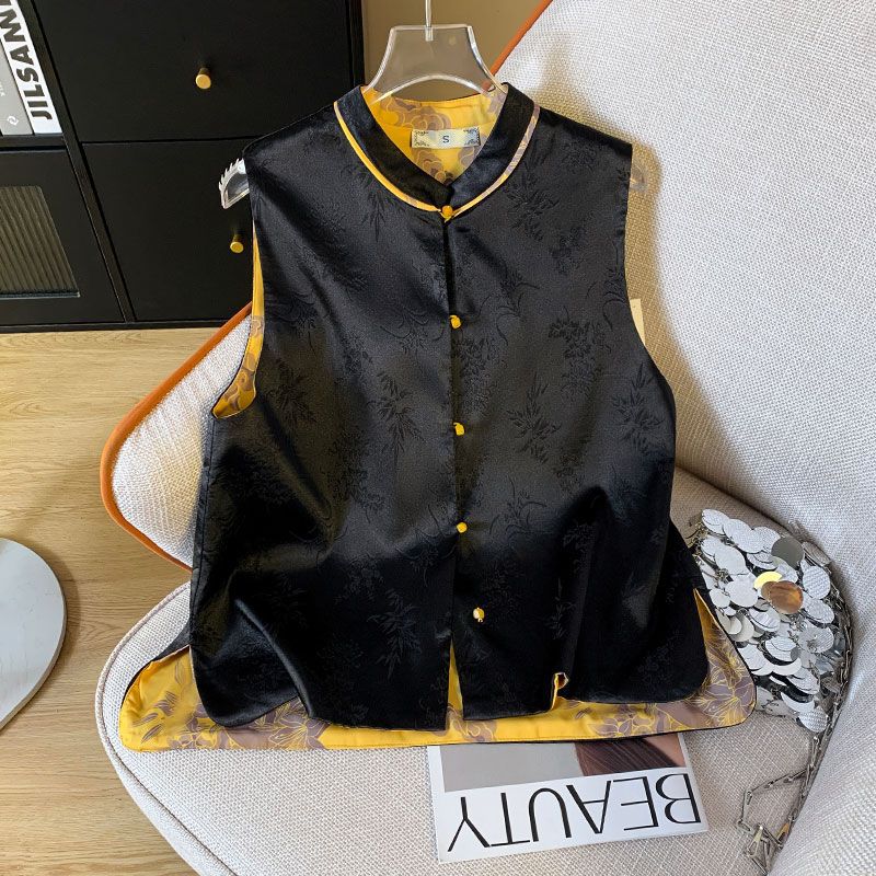 Vest Women's 2025 New Spring and Autumn Unique and Chic Buckle Acetic Acid Vest