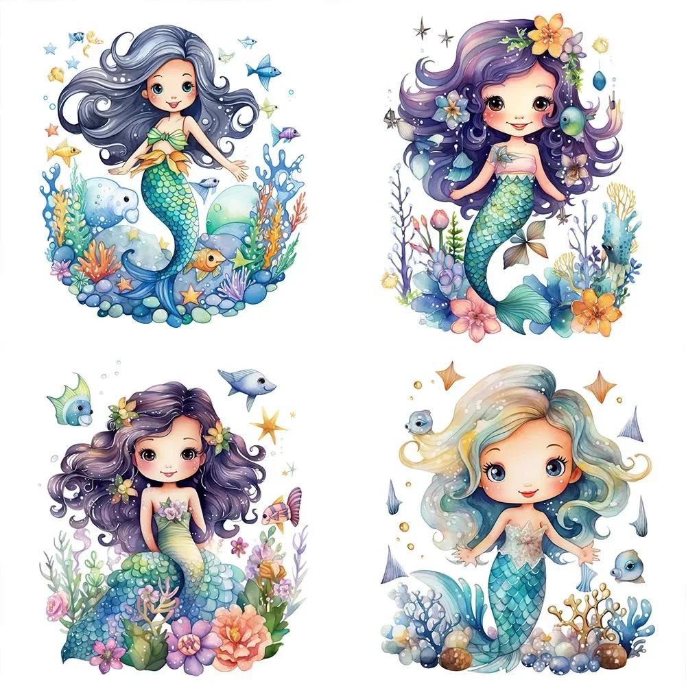Undersea Animal Jellyfish Mermaid Wall Sticker Home Wall Decoration Children's Room Wall Sticker Baby Girl Room Decor PVC Murals