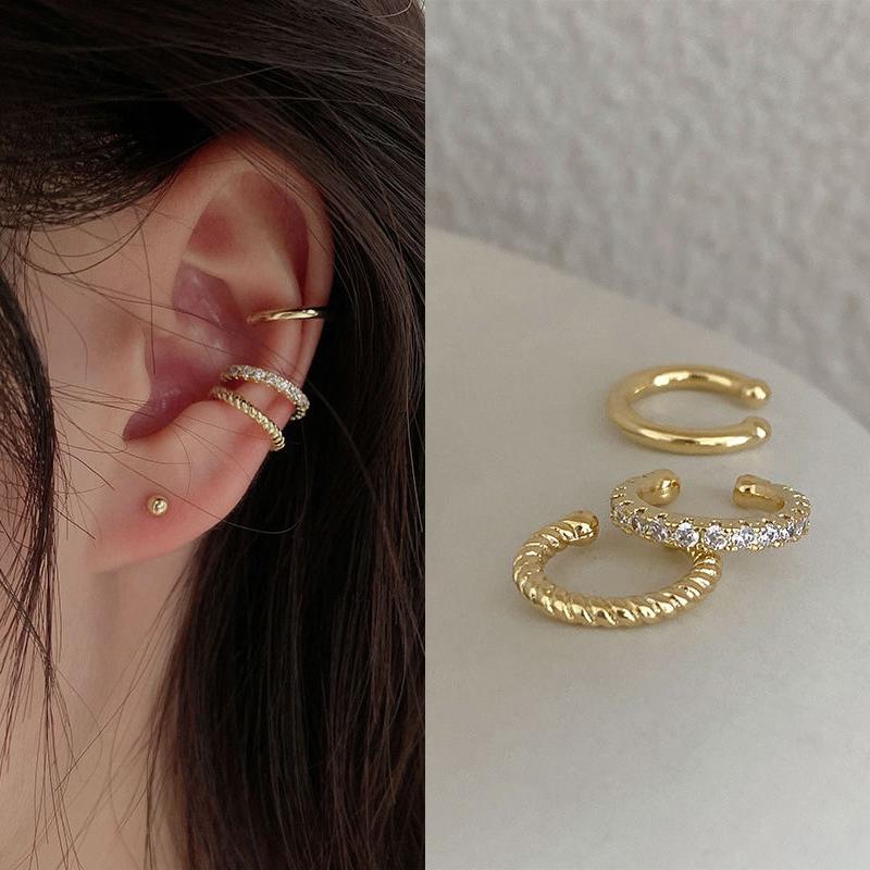 Simple Design Gold Clip Earrings for Women Non-Piercing Puck Rock Fake Cartilage Ear Cuff Trendy Jewerly