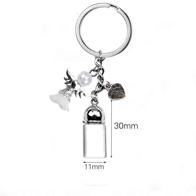 Chaveiro de Garrafa Vazia de Vidro Pingente Transparente Frascos de Óleos Essenciais Perfume Mini Garrafa dos Desejos Chaveiro Para Artesanato DIY