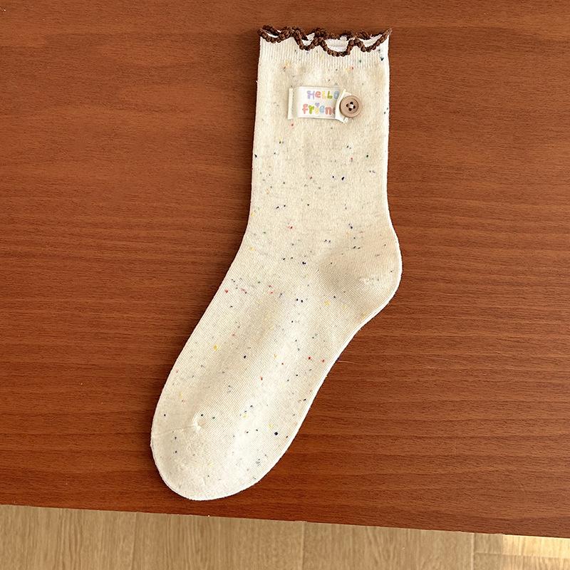 Black Ear-trimmed Socks for Girls, Cute Cartoon Embroidered Lace, School Style Stockings, Ideas, Gauze Labels, Pile Socks