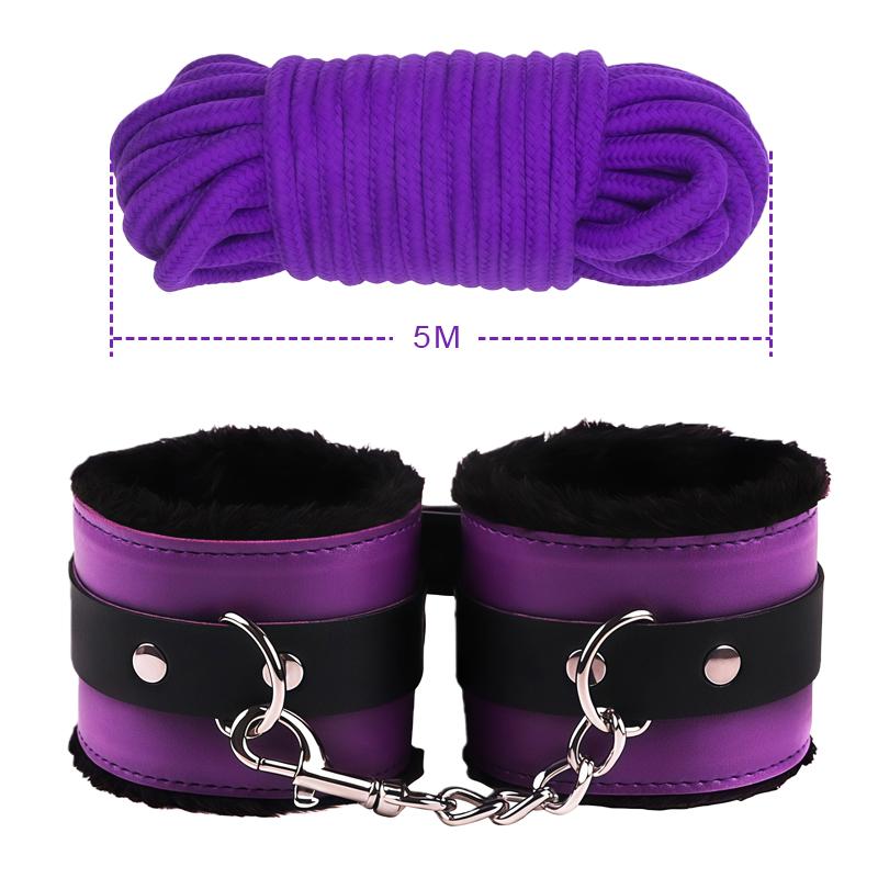 Goods For Adults Set Sexy Leather Plush Handcuffs Blindfold Spanking Soft Whips Tying Cotton Rope Couple Games Bondage Equipment